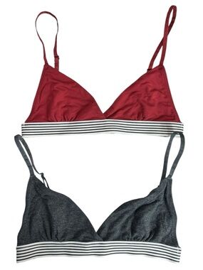 Marine Layer Bralette Small Burgundy Red Gray Triangle Soft Lounge Bra Bundle